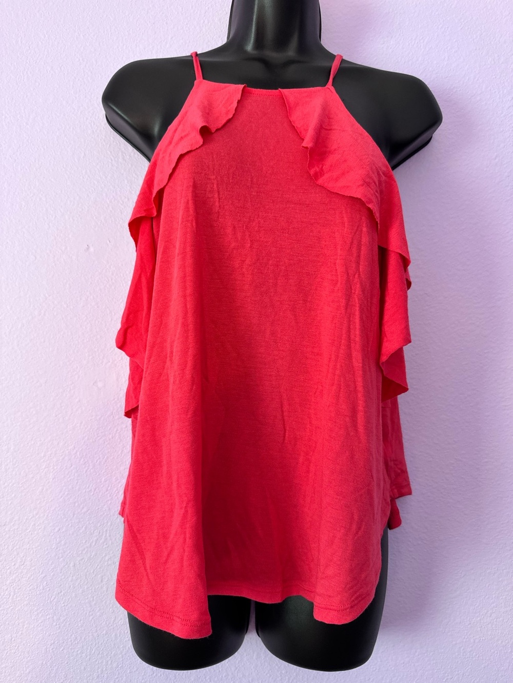 Express Coral Red Knit Top